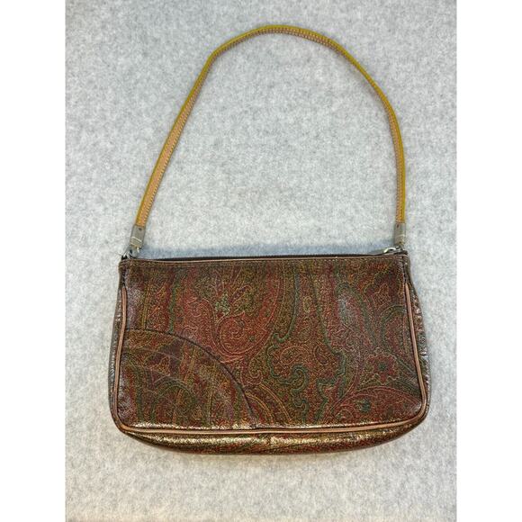 Authentic ETRO leather Paisley Shoulder bag Vintage SEE PICS - Picture 1 of 12